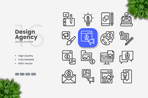Design Agency Outline Icons, an Icon by Upnowgraphic
