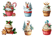 Christmas Cupcakes Clipart Bundle, an Illustration by SinaCreation (Thumbnail 3 of 7)