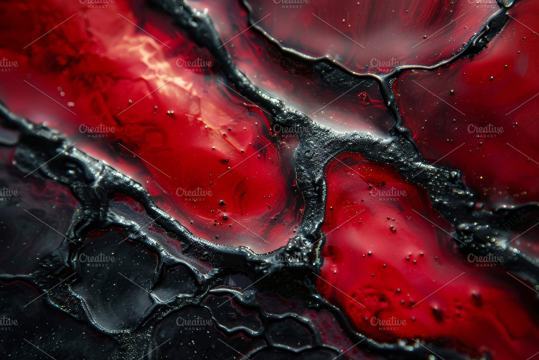 Swirling patterns of deep red and bl, a Photo by Tanuart