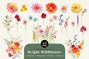 Watercolor Bright Wildflower Clipart, a Decorative Illustration by OKArtHub (Thumbnail 1 of 9)
