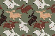 Forest dwellers - funny elks, a Pattern Graphic by Tanna.ART (Thumbnail 2 of 7)