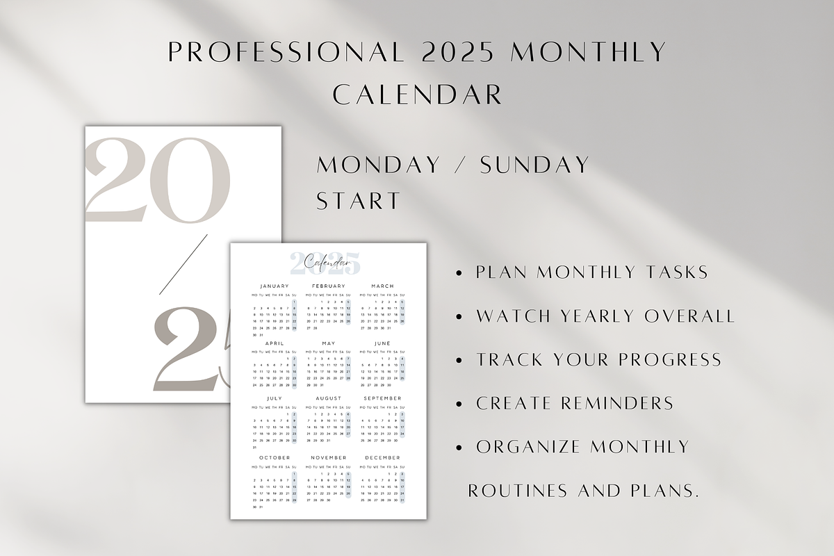 2025 Printable Calendar Template, a Stationery Template by BRANDcontent (Photo 2 of 7)