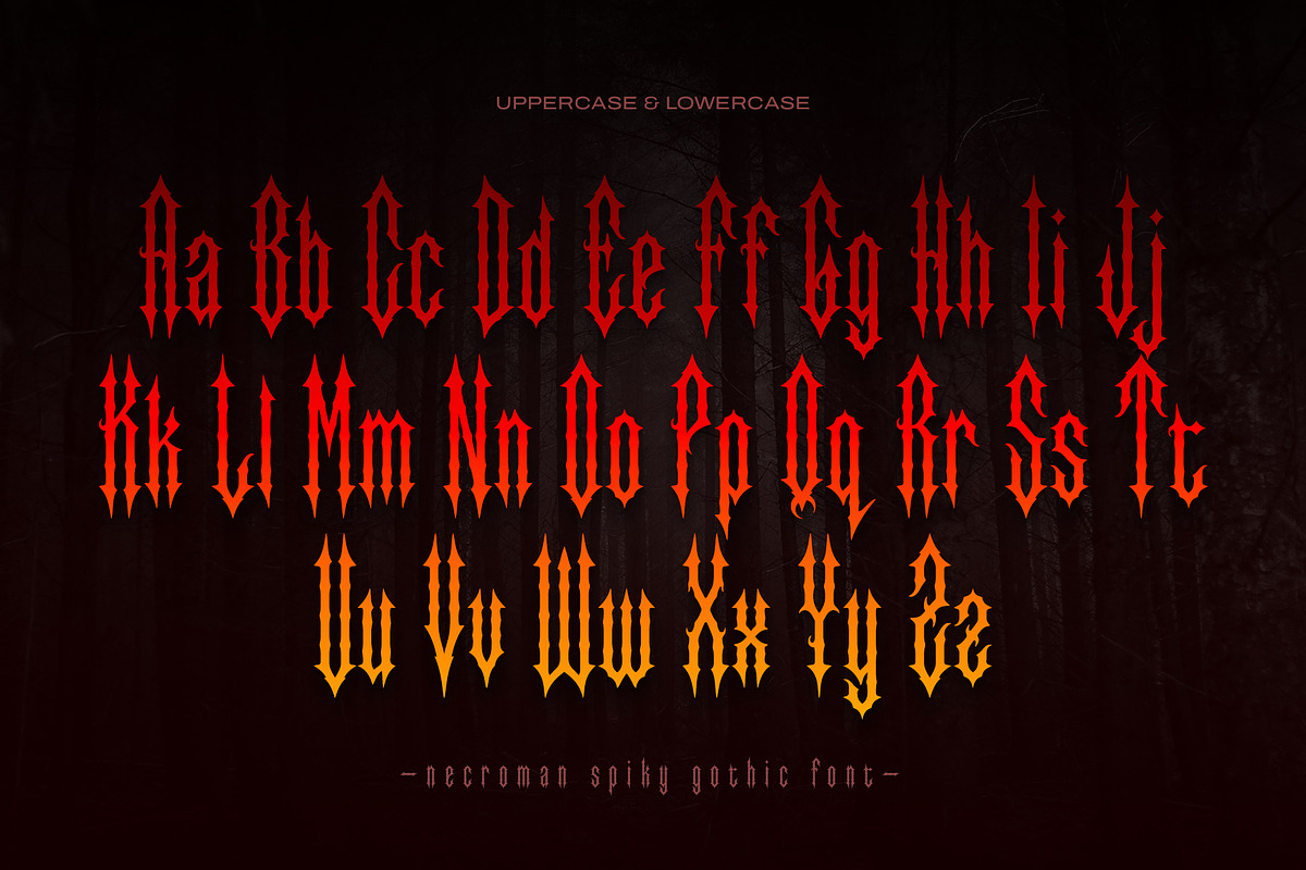 Necroman - Spiky Gothic Font, a Blackletter Font by Aksapix Studio (Photo 2 of 8)