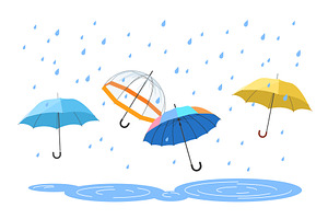 Umbrellas open spring protect, an Illustration by Lemberg Vector