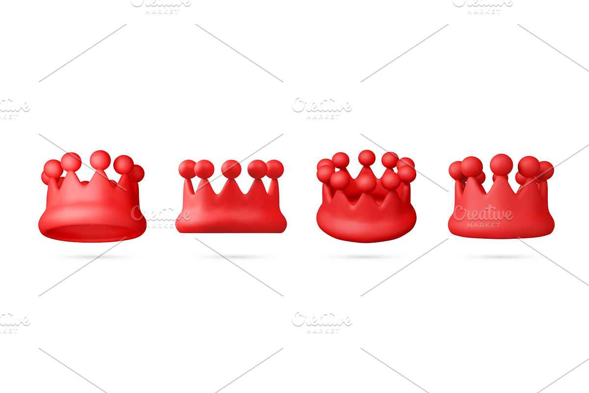 Red 3d render plastic crown set, an Object Illustration by Abscent