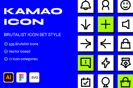 Kamao Brutalist Icon Set, an Outline Icon by Torch.Design