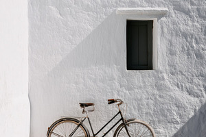 Old Bicycle Leaning Against Wall, an Architecture Photo by Virgo Studio