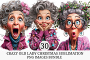 Crazy Old Lady Christmas Sublimation, an Illustration by Craft Nest (Thumbnail 1 of 9)