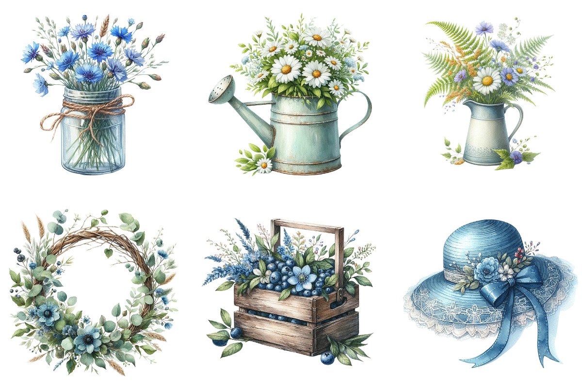 Blue Rustic Summer Clipart, an Illustration by DreamArtGraphic (Photo 4 of 4)
