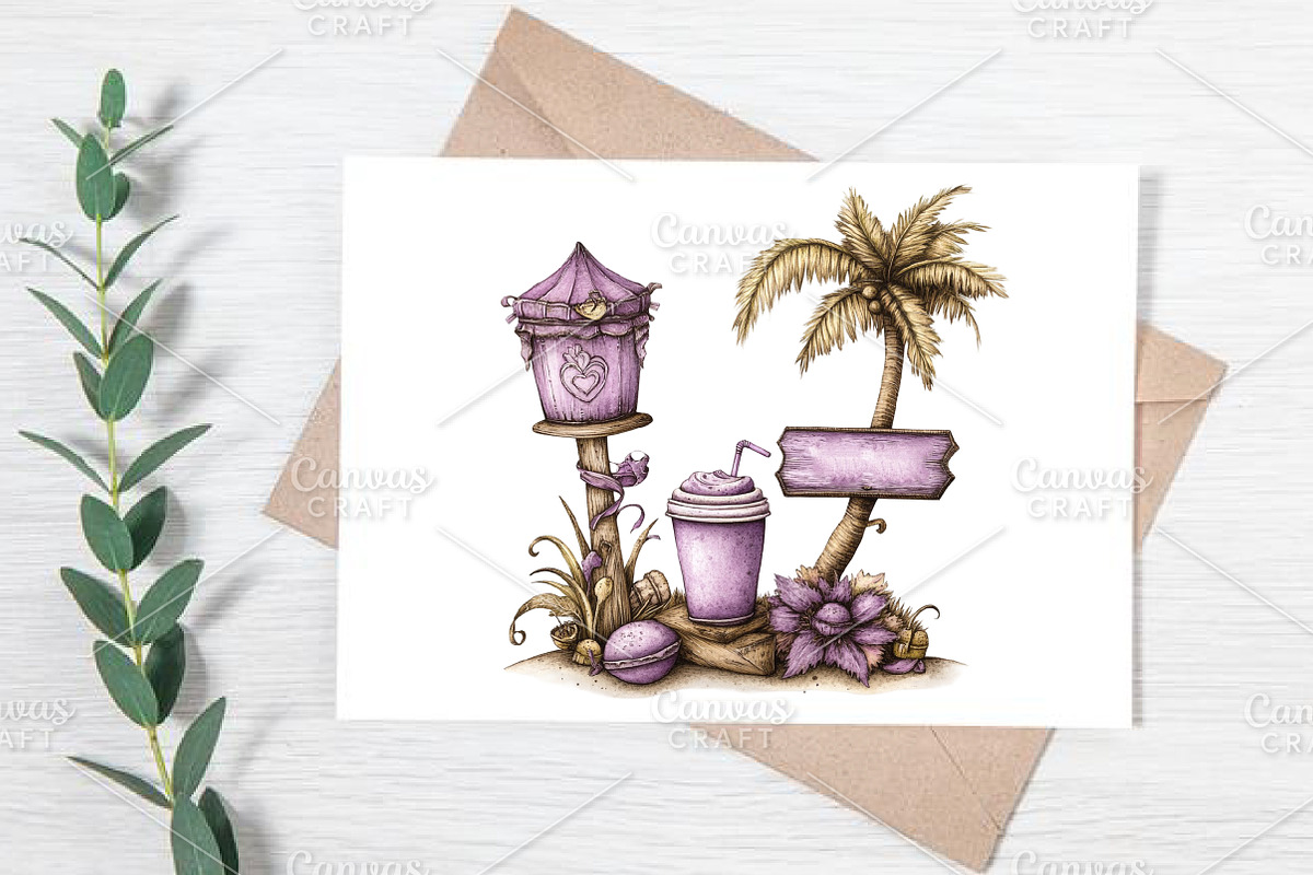Whimsical Summer Wooden Sing Clipart, an Illustration by Canvas Craft (Photo 5 of 7)