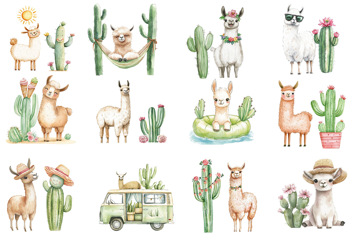 Adorable Summer Llama and Cactus, an Illustration by Designworld (Photo 4 of 5)