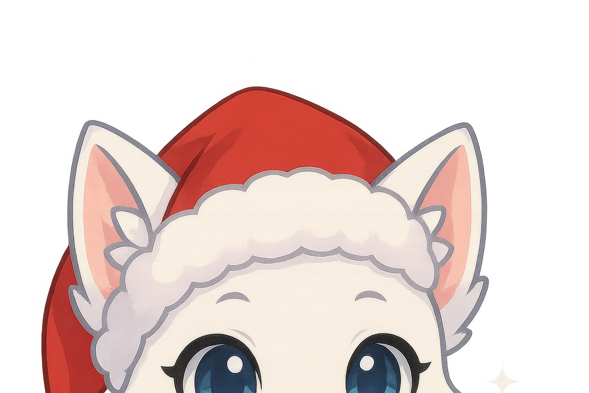 Christmas cute anime animal wearing, an Illustration by Dvoevnore photos