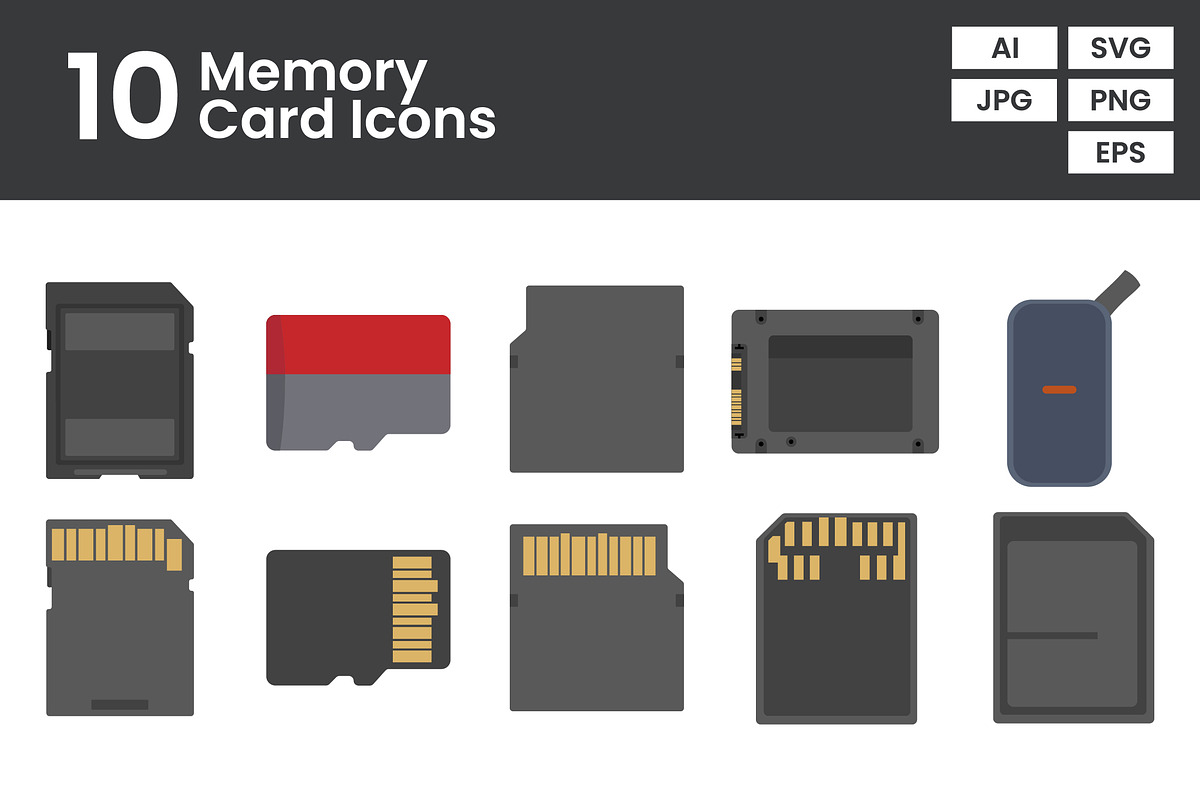 10 Memory Card Flat Icons, an Emoji Icon by erifqizeicon (Photo 2 of 3)