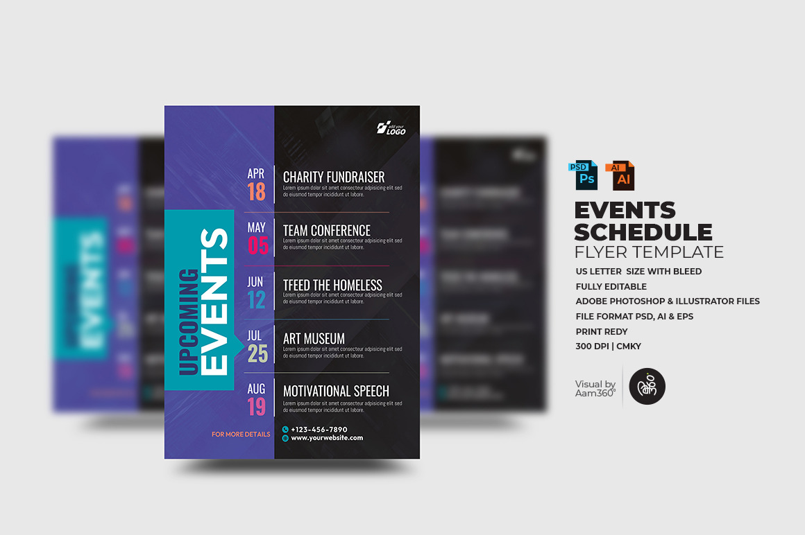 Events Schedule Flyer Template, a Flyer Template by Aam360
