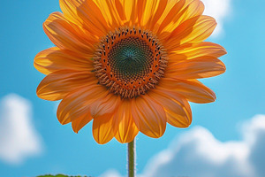 Single vibrant sunflower with bright petals and green leaves aga, a Nature Photo by José Manuel Gelpi