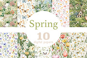 Spring Seamless Pattern Set, a Pattern Graphic by GlamArtZhanna (Thumbnail 1 of 4)