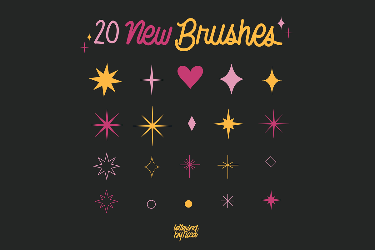 Sparkles Brush Pack for Procreate, a Brushes & More by letteringbynica (Photo 2 of 2)