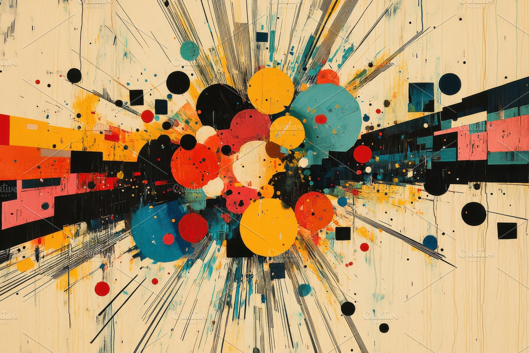 Abstract art explosion of colors cir, a Photo by Pixeness Studio