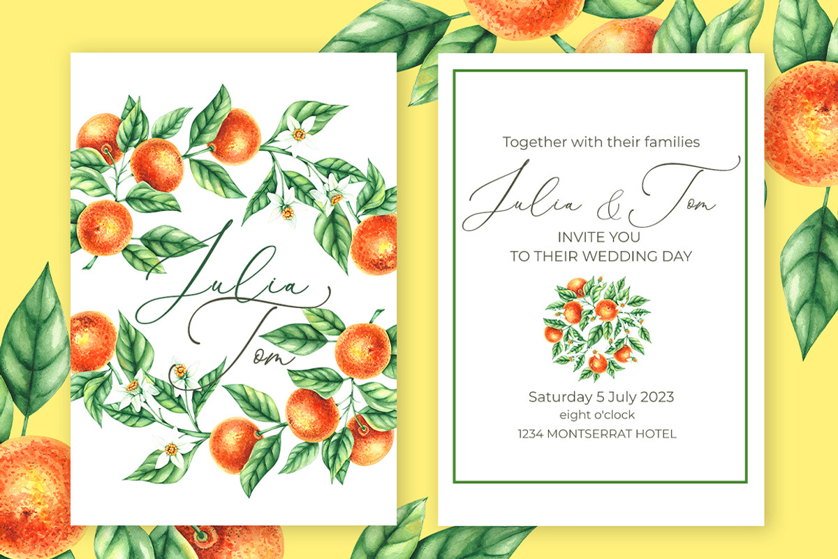 Tangerines Watercolor collection, a Decorative Illustration by SashaKondr (Photo 7 of 14)