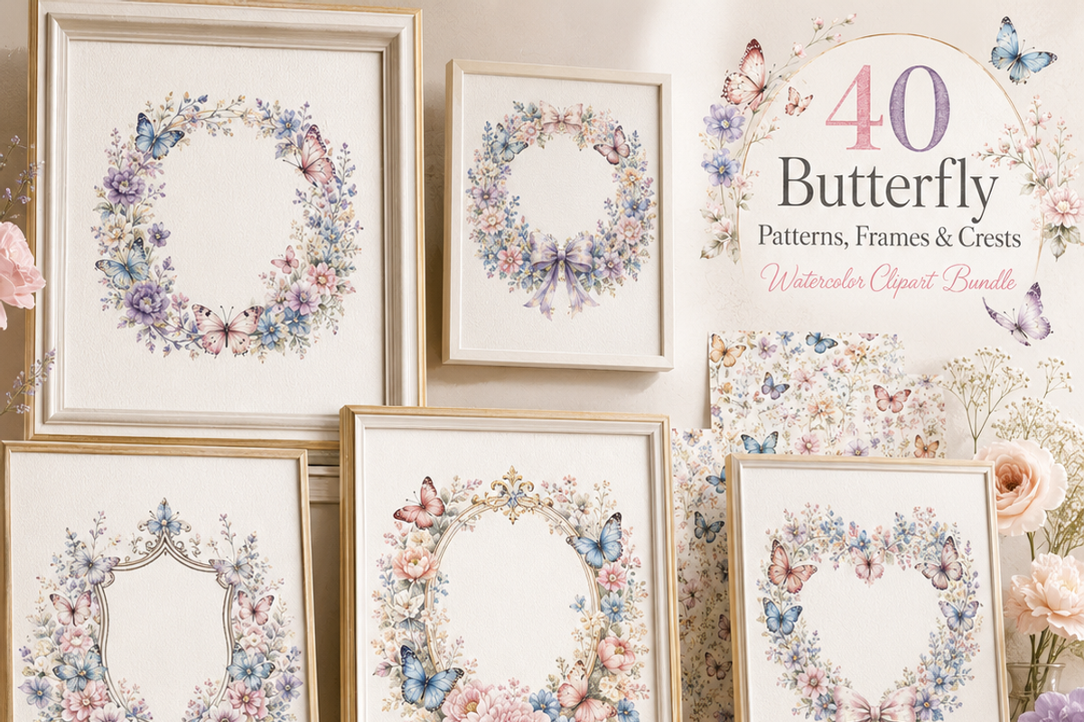 Watercolor Butterfly Clipart, an Object Illustration by HeavensStar (Photo 4 of 7)