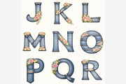 Denim Floral Alphabet PNG Bundle, a Duotone Icon by Tanya Kart (Thumbnail 3 of 4)