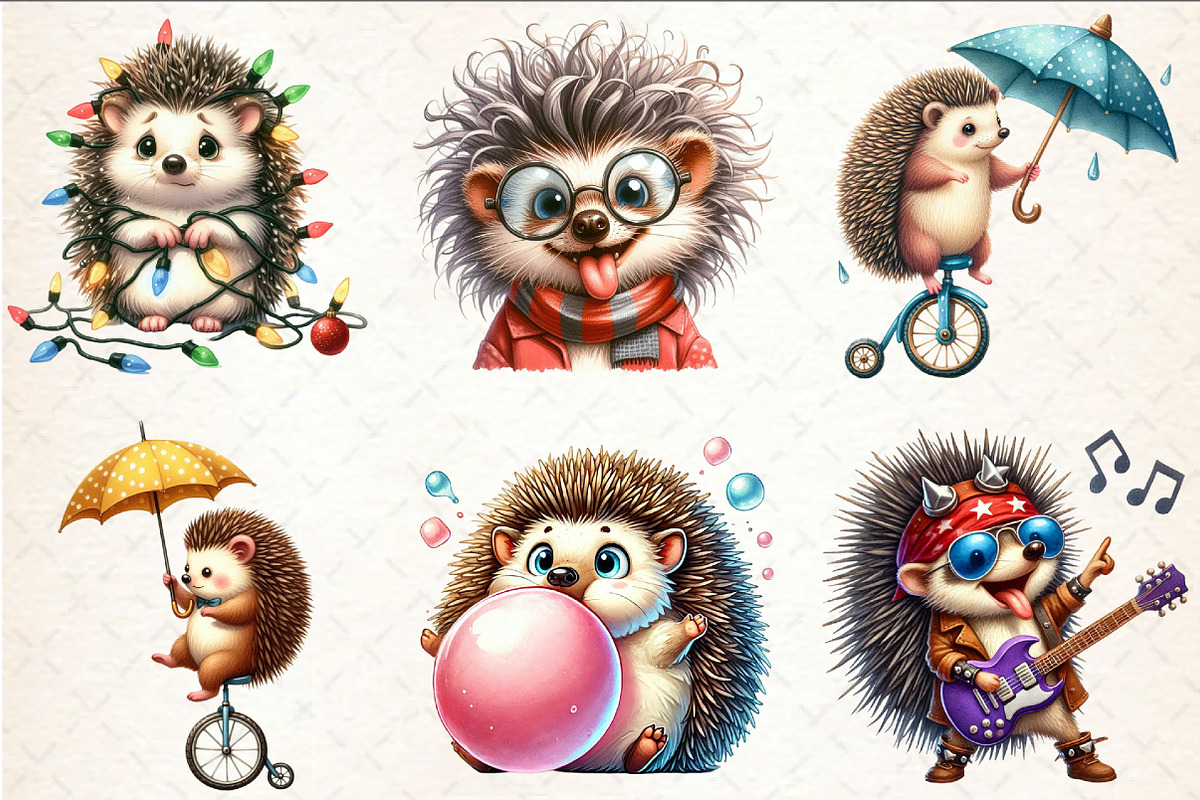 Funny Hedgehog Sublimation Clipart, an Illustration by Rose Art (Photo 4 of 4)