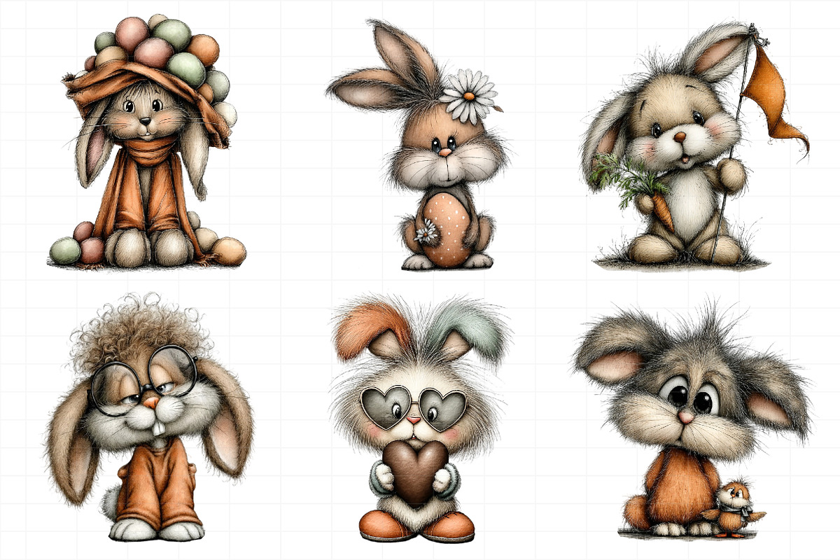 Quirky Easter Bunny Clipart Bundle, an Illustration by Daily.Designs (Photo 3 of 8)