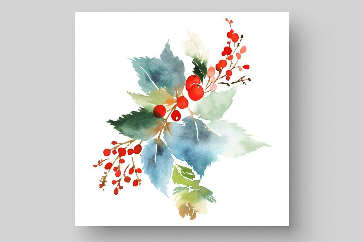 4-in-1 Watercolor Christmas Set, a Card Template by Karma (Photo 22 of 34)