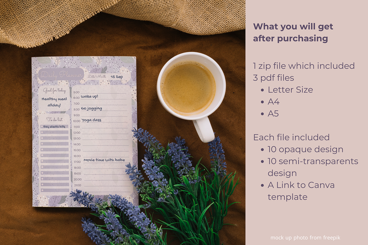 Lavender Digital Daily Planner, a Templates & Theme by STUDIO CHOTI (Photo 4 of 6)