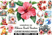 Hibiscus Beach Vacation Clipart, an Illustration by Craft Nest (Thumbnail 1 of 6)