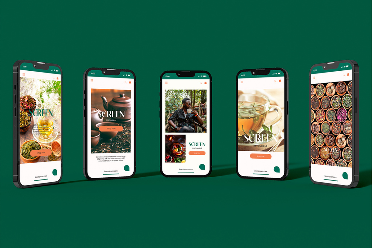 Five Smartphones Screen Mockup, an Android Mockup by Hubzway