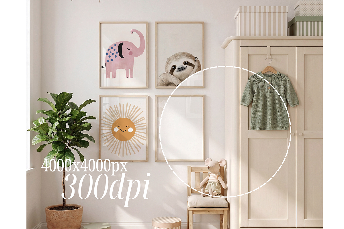 Set Of 4 Nursery Frame Mockups, a Mockup by First Impression Mockups (Photo 3 of 4)