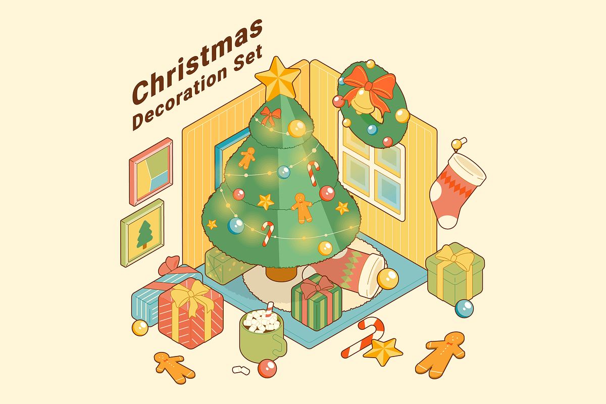 Isometric Christmas Decoration Set, an Illustration by murmur Design (Photo 1 of 3)