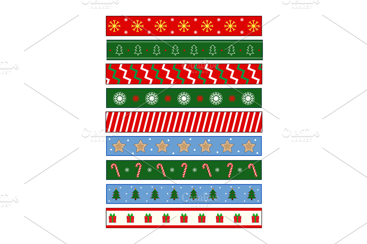 Decorative christmas washi tapes, an Object Illustration by pikepicture