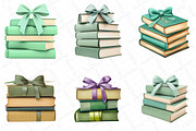 Sage Coquette Bow Book Stack Clipart, an Illustration by DreamPrint404 (Thumbnail 3 of 5)