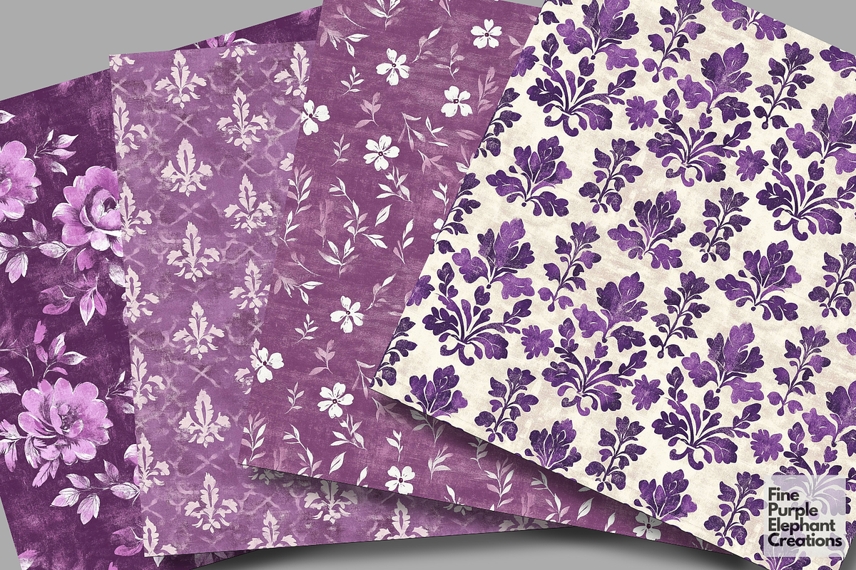 Purple Distressed Cottagecore Shabby, a Pattern Graphic by Fine Purple Elephant (Photo 2 of 5)
