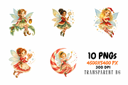 Watercolor Christmas Fairy Cliparts, a Seasonal Illustration by Ink Gallery (Thumbnail 4 of 9)