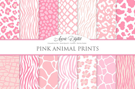 "Pink Animal Print Digital Paper", a Pattern Graphic by Avenie Digital