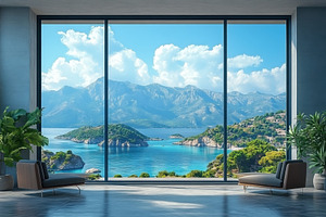 Stunning coastal view from a modern, a Photo by Tanuart