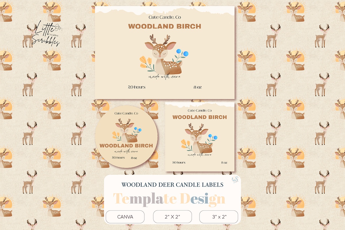 Cute Woodland Deer Candle Labels, a Stationery Template by Little Creative Scribbles (Photo 1 of 6)
