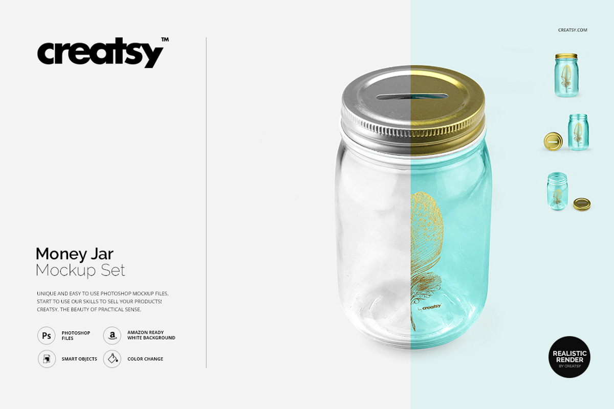 Money Jar Mockup Set, a Product Mockup by creatsy4 (Photo 1 of 10)