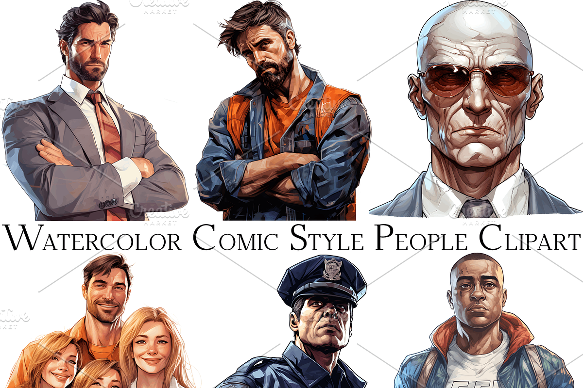 Watercolor Comic Art People Clipart, an Object Graphic by ...