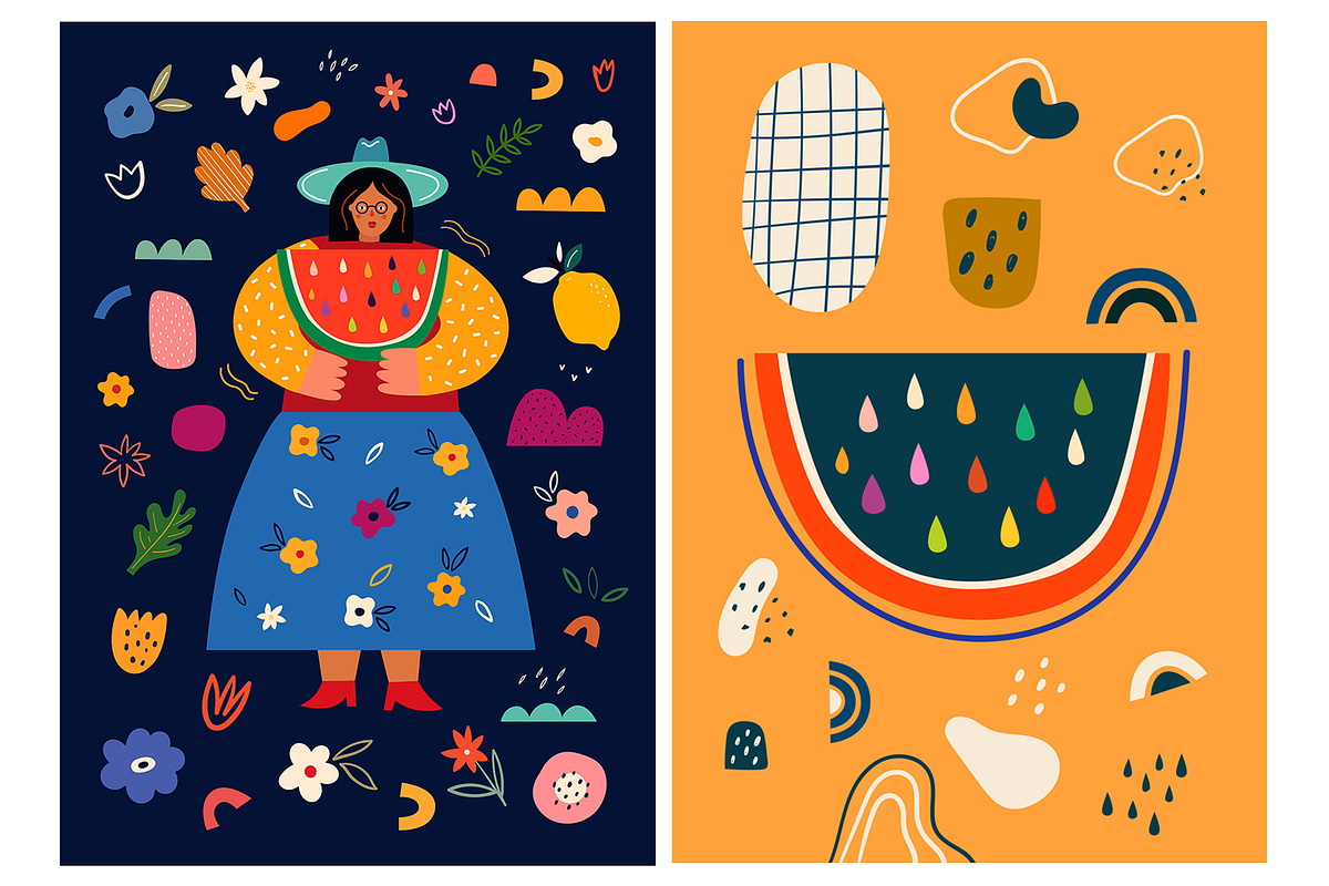 Fresh seamless patterns + posters, a Decorative Illustration by MoleskoStudio (Photo 8 of 21)