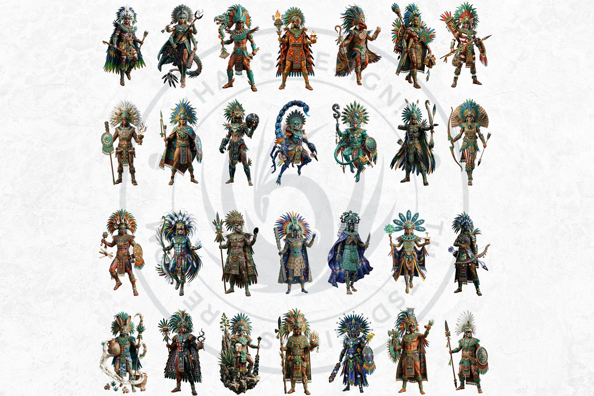 Aztec Deities Cliparts, a Person Illustration by ThatsDesignArt (Photo 13 of 15)