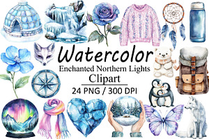 Enchanted Northern Lights Clipart, an Illustration by Design Market