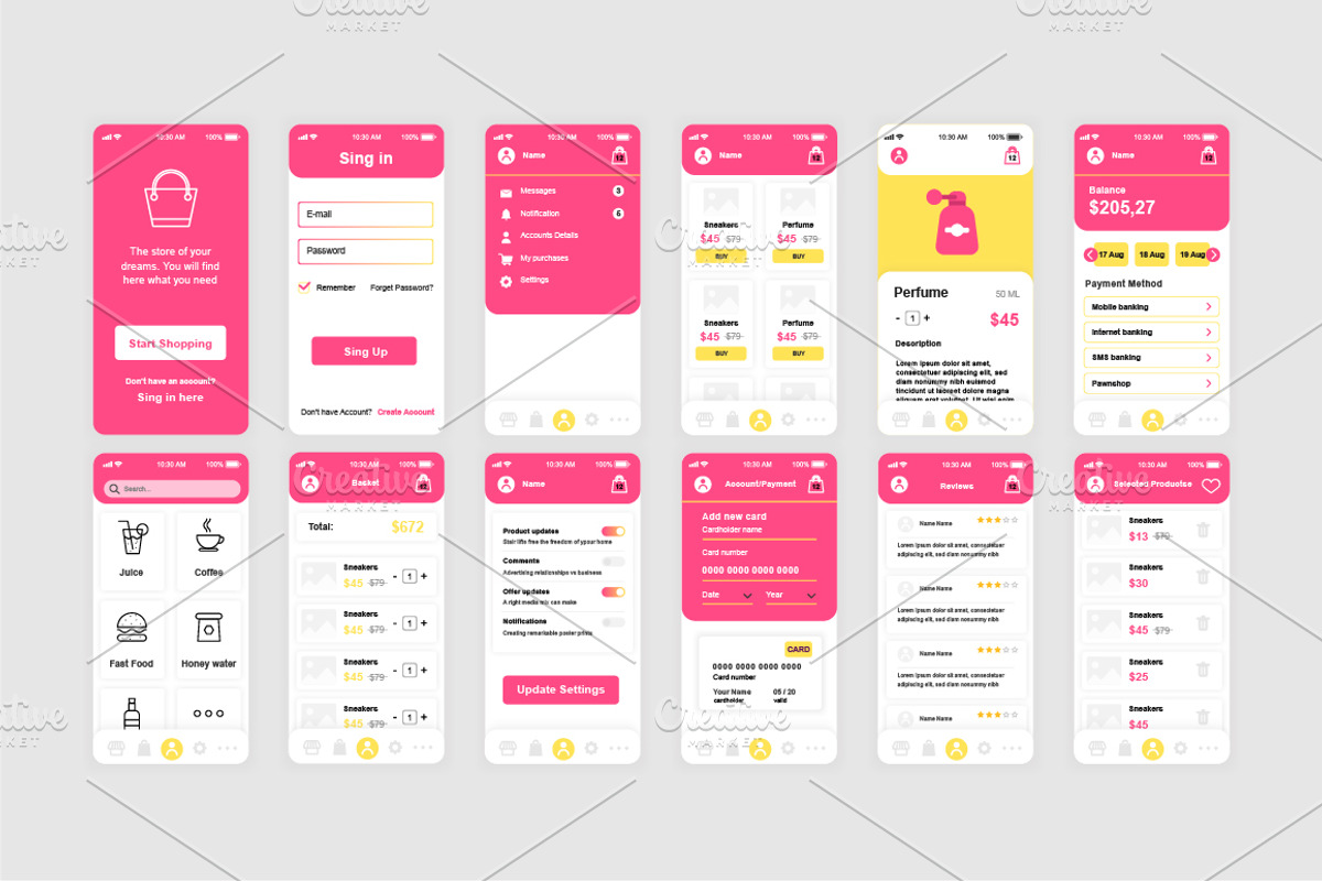 Mobile App UI Kit, a Templates & Theme by alexdndz (Photo 14 of 21)