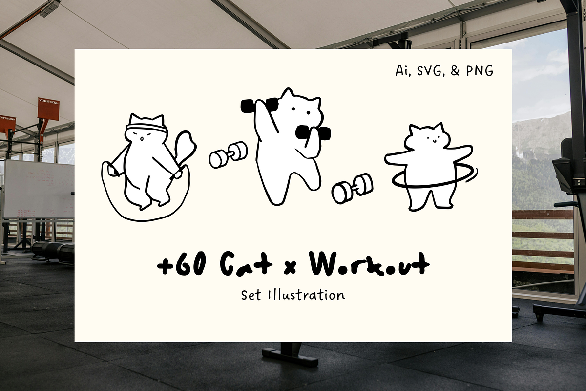 +60 Cat x Workout Set Illustration, a Sport Illustration by The Journey Atelier (Photo 1 of 5)