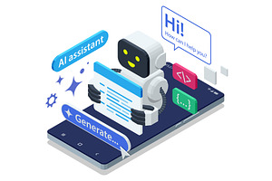 AI assistant on smartphone, a Technology Illustration by Golden Sikorka