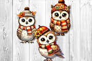 Cute Autumn Owl Clipart Sublimation, a Seasonal Illustration by V Design Creator (Thumbnail 6 of 7)