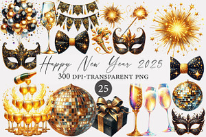 Happy New Year 2025 Clipart, an Illustration by Designworld
